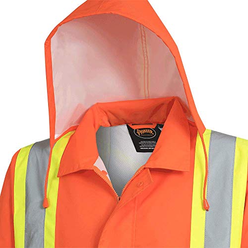 Pioneer V1081350-2XL Hi-Viz Safety Rain Jacket, Tear and Abrasion Resistant, Orange, 2XL - Clothing - Proindustrialequipment