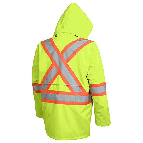 Pioneer V1081360-3XL Hi-Viz Safety Rain Jacket, Tear and Abrasion Resistant, Green, 3XL - Clothing - Proindustrialequipment