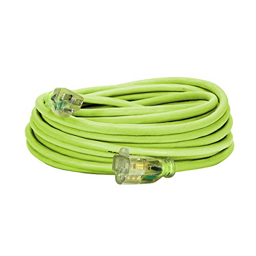 Flexzilla Pro Extension Cord, 14/3 AWG SJTW, 50', Lighted Plug, Indoor/Outdoor, ZillaGreen-721-143050FZL5F