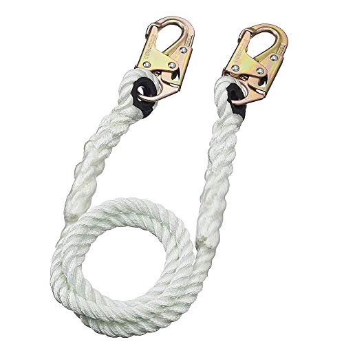 PeakWorks 4' (1.2 m) - 2 Snap Hooks - Fall Arrest Restraint Lanyard Connector, 5/8" (16 mm) Rope, V8151004 - Fall Protection - Proindustrialequipment