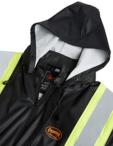 Pioneer V3520170-L FR Oil & Chemical Resistant Rain Jacket - Hi-Vis Lightweight, Black, L - Clothing - Proindustrialequipment