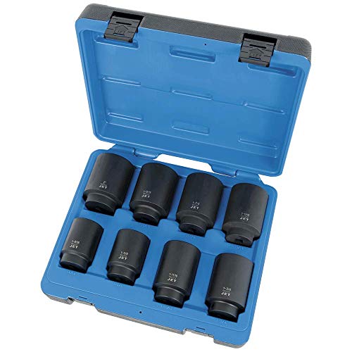 Jet 1/2-inch Drive, 8-Piece Jumbo Deep SAE Professional Impact Socket Set, 6 Point, 610315 - Sockets and Tools Set - Proindustrialequipment