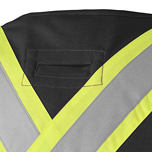 Pioneer Flame Resistant (FR) Hi Vis Cotton Work Safety Vest, Phone Pocket, Black, 3XL, V2510170-3XL - Clothing - Proindustrialequipment