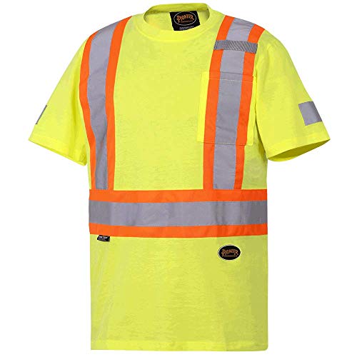 Pioneer 100% Cotton High Visibility T-Shirt, Startech Reflective Tape, Yellow/Green, L, V1050560-L - Clothing - Proindustrialequipment