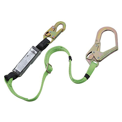 PeakWorks Adjustable 6' (1.8 m) Shock Pack - Snap & Form Hooks - Single Leg - E4 Shock Absorbing Fall Arrest Lanyard Connector, 1" Webbing, V8104126A - Fall Protection - Proindustrialequipment
