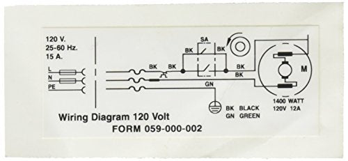 Ridgid 58982 Wiring Diagram 120V Decal - Plumbing Tools - Proindustrialequipment