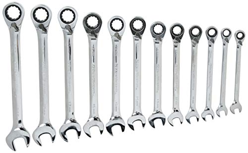 GearWrench 9620 Jeu de 12 clés mixtes à cliquet réversibles métriques