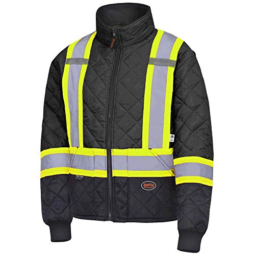 Pioneer V1170170-S High Visibility Quilted Freezer Jacket, Black, S - Clothing - Proindustrialequipment