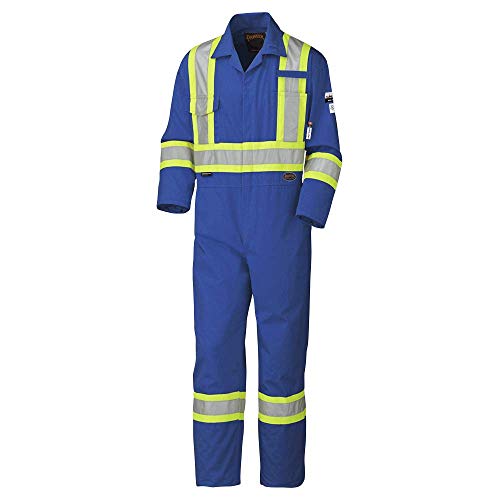 Pioneer CSA Action Back Flame Resistant ARC 2 Work Coverall, Hi Vis 100% Cotton, Elastic Waist, Royal Blue, 50, V2520210-50 - Clothing - Proindustrialequipment