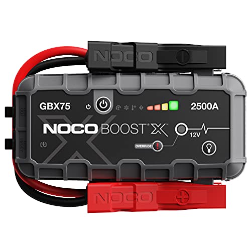 NOCO Boost X GBX75 2500A 12V UltraSafe Portable Lithium Jump Starter, Car Battery Booster Pack, USB-C Powerbank Charger, and Jumper Cables for Up to 8.5-Liter Gas and 6.5-Liter Diesel Engines Gray