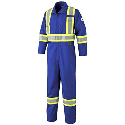 Pioneer Easy Boot Access CSA UL ARC 2 Flame Resistant Work Coverall, Lightweight Hi Vis Premium Cotton Nylon, Tall Fit, Royal, 58, V254051T-58 - Clothing - Proindustrialequipment