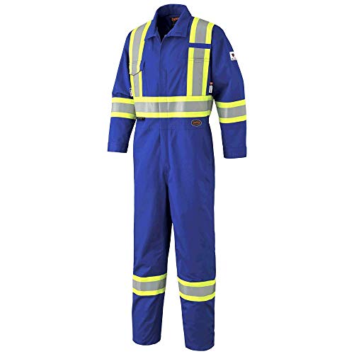 Pioneer Easy Boot Access CSA UL ARC 2 Flame Resistant Work Coverall, Lightweight Hi Vis Premium Cotton Nylon, Royal, 48, V2540510-48 - Clothing - Proindustrialequipment