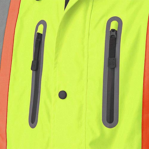 Pioneer V1130160-XL Premium High Visibility Safety Jacket-Waterproof, Green, X-Large - Clothing - Proindustrialequipment