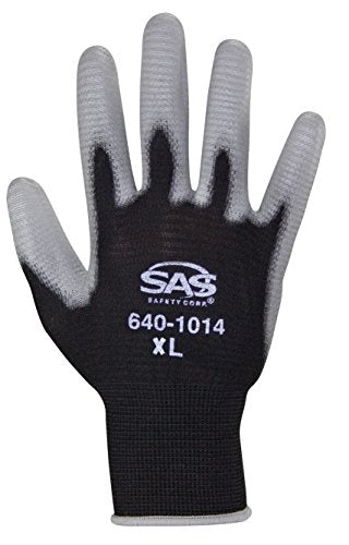 SAS Safety 640-1022 PawZ® Gants à coque tricotée en nylon noir - Revêtement de paume en polyuréthane - Med - Vente au détail