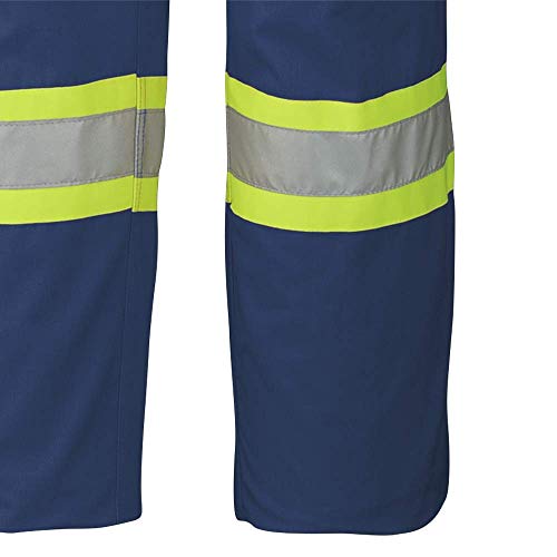 Pioneer CSA Action Back High Visibility Work Coverall with Elastic Waist & Adjustable Wrist, 7-Pocket, Navy Blue, 54, V2020580-54 - Clothing - Proindustrialequipment