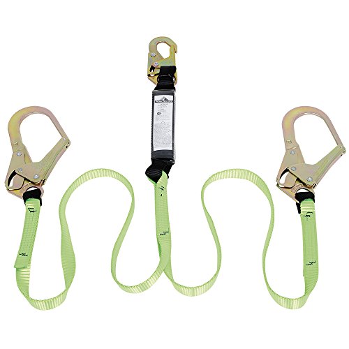PeakWorks CSA 4' (1.2 m) Shock Pack - Snap & Form Hooks - Twin Leg 100% Tie Off - E4 Shock Absorbing Fall Arrest Lanyard Connector, 1" Webbing, V8104224 - Fall Protection - Proindustrialequipment