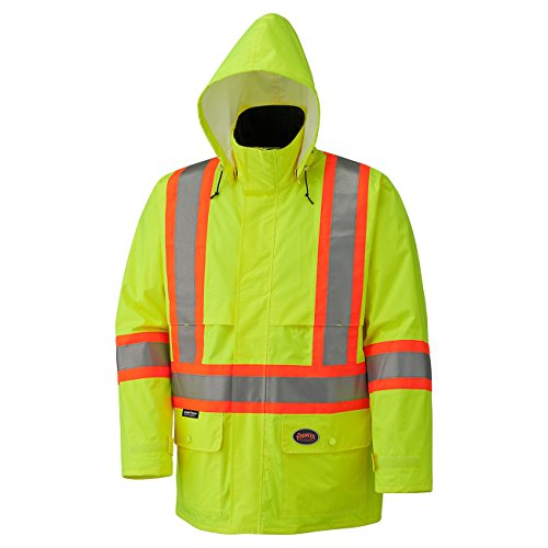 Pioneer V1090160-XS Lightweight Hi-Viz Safety Rain Jacket, Comfort Fit, Green, X-Small - Clothing - Proindustrialequipment