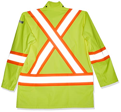 Pioneer V3520160-S FR Oil & Chemical Resistant Rain Jacket - Hi-Vis Lightweight, Yellow-Green, S - Clothing - Proindustrialequipment