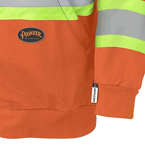 Pioneer V2570450-XS Flame Resistant Heavyweight Safety Hoodie, Zip Style, Refl. Tape, Orange, XS - Clothing - Proindustrialequipment