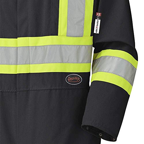 Pioneer CSA Action Back Flame Resistant ARC 2 Reflective Work Coverall, 100% Cotton, Elastic Waist, Black, 60, V2520270-60 - Clothing - Proindustrialequipment
