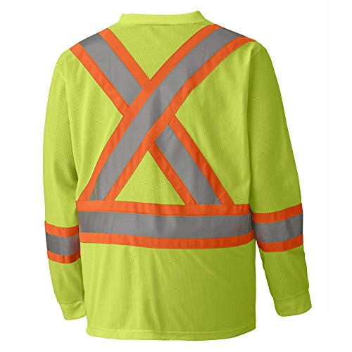 Pioneer Construction Quick-Dry Mesh High Visibility Work Safety Long Sleeve Shirt, Yellow/Green, L, V1050960-L - Clothing - Proindustrialequipment