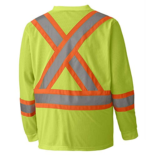 Pioneer Construction Quick-Dry Mesh High Visibility Work Safety Long Sleeve Shirt, Yellow/Green, XL, V1050960-XL - Clothing - Proindustrialequipment