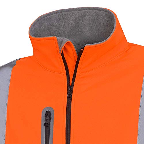 Pioneer V1100250-XL Softshell Reflective Work Jacket, Zip-Closure Pockets, Orange, XL - Clothing - Proindustrialequipment