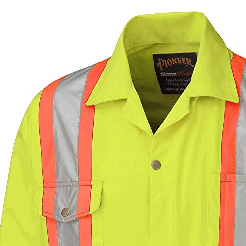 Pioneer 7-Pocket CSA High Visibility Safety Work Coverall, Action Back and Elastic Waist, Tall Fit, Yellow/Green, 46, V202056T-46 - Clothing - Proindustrialequipment