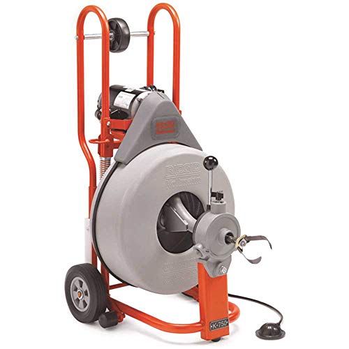 RIDGID 42007 K-750 Drum Machine with C-100 3/4 Inch x 100 Foot Inner Core Cable and AUTOFEED Control, Drain Cleaner Machine and Drain Cleaning Snake with Drain Auger - Plumbing Tools - Proindustrialequipment