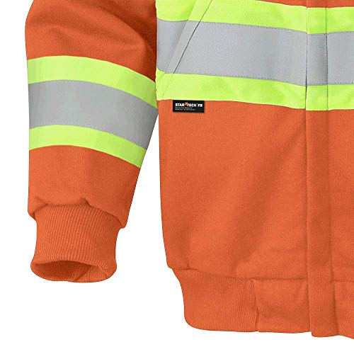 Pioneer V2570450-2XL Flame Resistant Heavyweight Safety Hoodie, Zip Style, Refl. Tape, Orange, 2XL - Clothing - Proindustrialequipment