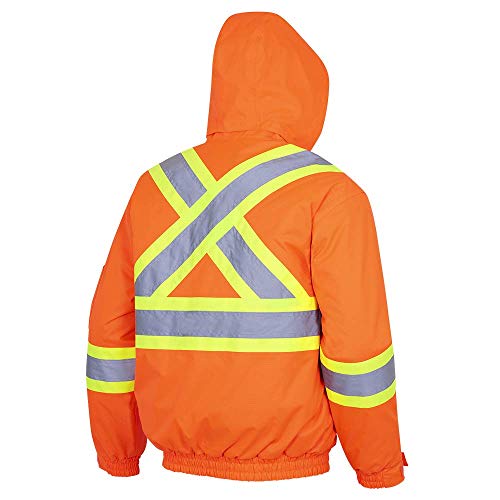 Pioneer V1150250-L Winter Quilted Safety Bomber Jacket-Waterproof, Orange, L - Clothing - Proindustrialequipment