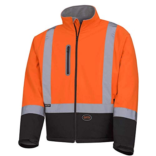 Pioneer V1100250-XL Softshell Reflective Work Jacket, Zip-Closure Pockets, Orange, XL - Clothing - Proindustrialequipment