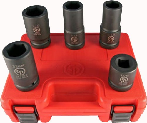 Chicago Pneumatic Tool SS8205WS 1-Inch Drive 5-Piece Wheel Service SAE and Metric Impact Socket Set