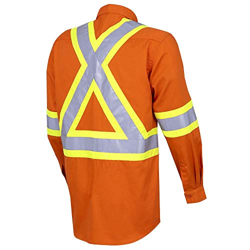 Pioneer CSA 100% Cotton Lightweight High Visibility Work Safety Shirt, Ultra-Cool, Orange, 4XL, V2120510-4XL - Clothing - Proindustrialequipment