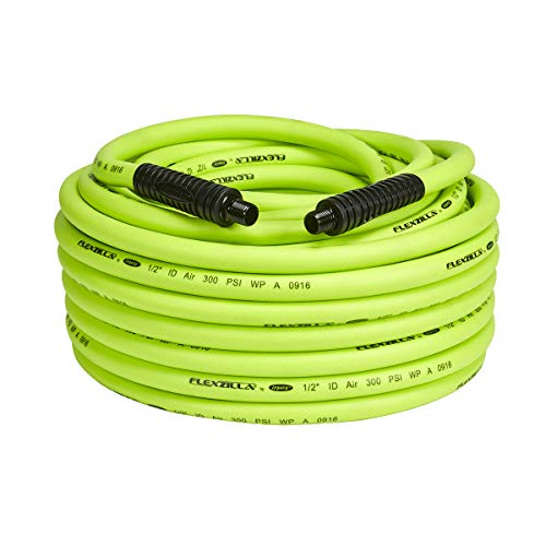 Flexzilla Air Hose, 1/2" X 100', 1/2" MNPT Fittings, Heavy Duty, Lightweight, Hybrid, ZillaGreen-HFZ12100YW4