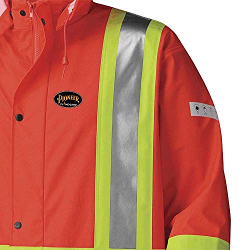 Pioneer V3520350-L FR Oil & Chemical Resistant Long Rain Coat - Hi-Vis Lightweight, Orange, L - Clothing - Proindustrialequipment