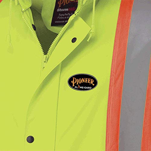 Pioneer V3520160-L FR Oil & Chemical Resistant Rain Jacket - Hi-Vis Lightweight, Yellow-Green, L - Clothing - Proindustrialequipment