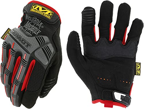 Mechanix Wear: M-Pact Work Gloves - Touch Capable, Impact Protection, Absorbs Vibration (Medium, Red/Black)