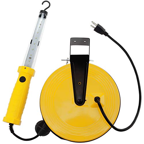 Bayco SL-866 1200 lm LED Work Light with Magnetic Hook on Retractable Reel, Yellow - Proindustrialequipment