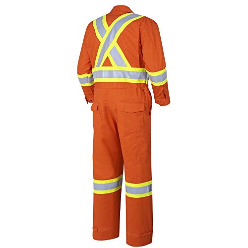 Pioneer CSA UL ARC 2 Lightweight Flame Resistant Work Coverall, Hi Vis Premium Cotton Nylon, Action Back, Tall Fit, Orange, 44, V254035T-44 - Clothing - Proindustrialequipment