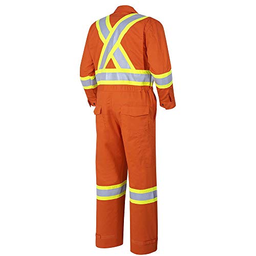 Pioneer CSA UL ARC 2 Lightweight Flame Resistant Work Coverall, Hi Vis Premium Cotton Nylon, Action Back, Tall Fit, Orange, 48, V254035T-48 - Clothing - Proindustrialequipment