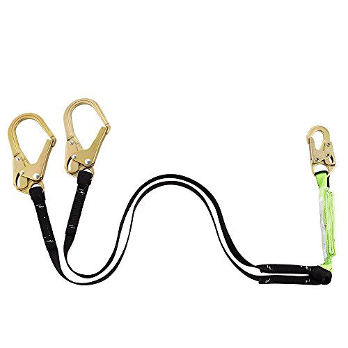PeakWorks CSA 6' (1.8 m) Shock Pack - Snap & Form Hooks - Twin Leg 100% Tie Off - E6 Shock Absorbing Fall Arrest Lanyard Connector, 1" Webbing, V8104426 - Fall Protection - Proindustrialequipment
