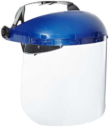 Sellstrom 39110 Blue Plastic Crown and Clear Window Protective Faceshield with Ratchet Headgear - Eye Protection - Proindustrialequipment