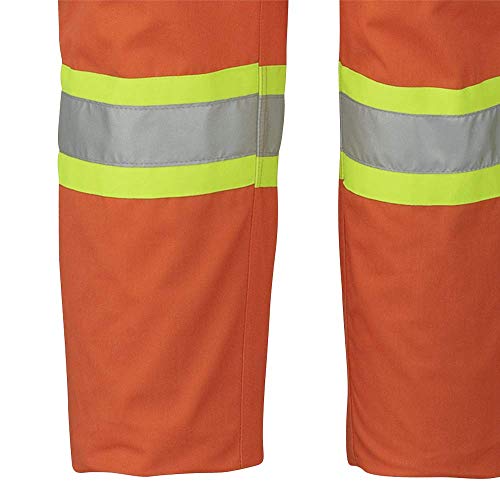 Pioneer CSA Action Back Flame Resistant ARC 2 Work Coverall, Hi Vis 100% Cotton, Elastic Waist, Orange, 46, V2520250-46 - Clothing - Proindustrialequipment