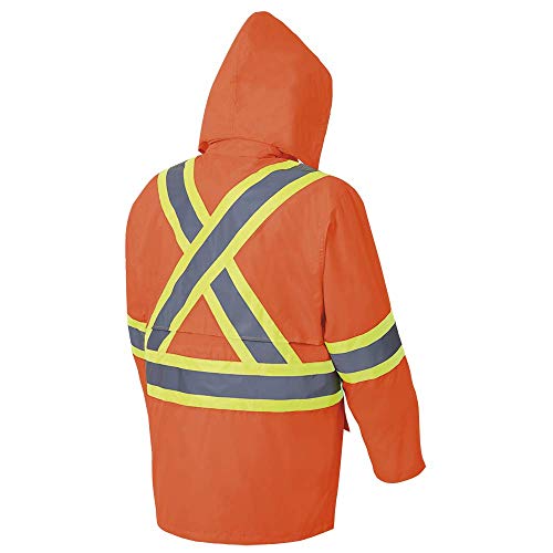 Pioneer V1080350-3XL 150D Hi-Viz Oxford Poly/PU Waterproof Suit - Hi-Viz Orange, 3XL - Clothing - Proindustrialequipment