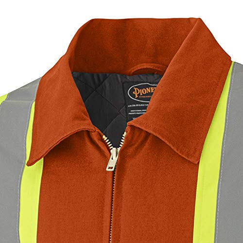 Pioneer Winter Heavy-Duty High Visibility Insulated Work Coverall, Quilted Cotton Duck Canvas, Hip-to-Ankle Zipper, Orange, 2XL, V206095A-2XL - Clothing - Proindustrialequipment