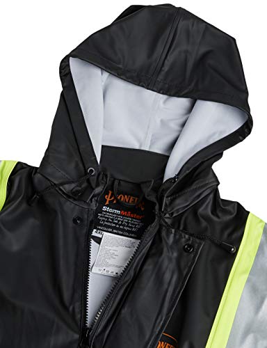 Pioneer V3520170-4XL FR Oil & Chemical Resistant Rain Jacket - Hi-Vis Lightweight, Black, 4XL - Clothing - Proindustrialequipment