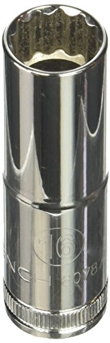 GearWrench 80787 1/2" Drive 12 Point Deep Metric Socket 16mm, Black