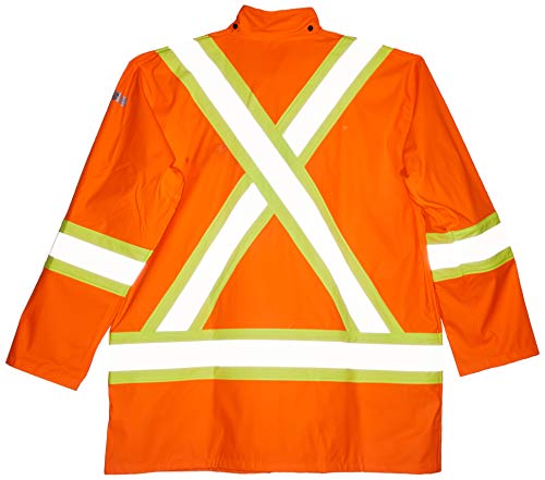 Pioneer V3520150-2XL FR Oil & Chemical Resistant Rain Jacket - Hi-Vis Lightweight, Orange, 2XL - Clothing - Proindustrialequipment