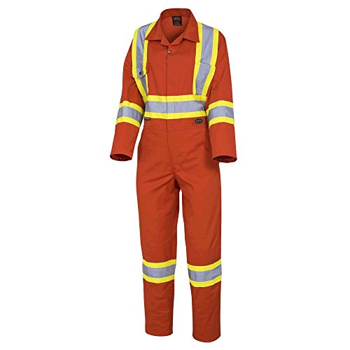 Pioneer Women CSA High Visibility Work Coverall With Adjustable Wrist, Action Back and Elastic Waist, Orange, L, V2020450-L - Clothing - Proindustrialequipment